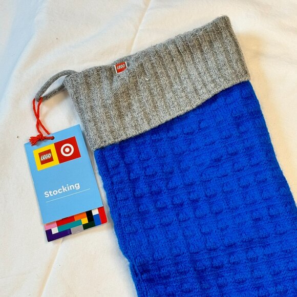 TWO Lego Target Christmas Stockings for d Holidays Red/Pink Blue/Gray NWT 20"x8" - Picture 4 of 4